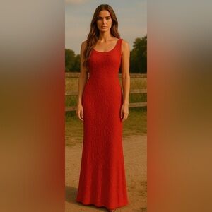 Vintage y2k debut maxi fully beaded red dress